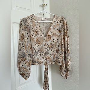 Joie V Neck Tie Front Blouse